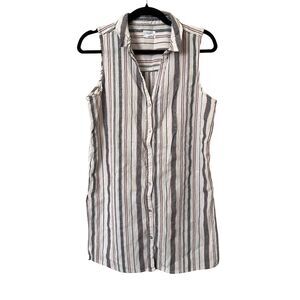 SIGRID OLSEN Striped Buttoned Tunic Cotton‎ Medium